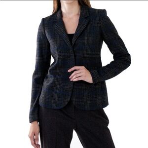 Theory Checkered Blazer in Navy and Black
